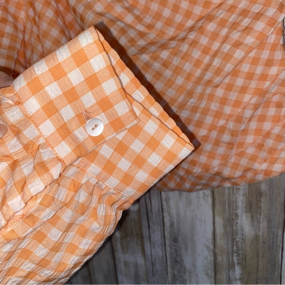 NWT Elodie Orange Gingham One Shoulder Cropped Blouse - Picture 5 of 8
